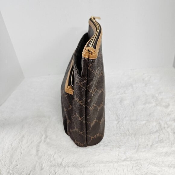 Max Studio Brown Insignia Clutch Cosmetic Bag - Picture 6 of 13